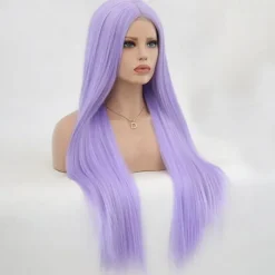 Kylie Jenner Inspired Wigs Synthetic Wig Straight Middle Part Wig Long Purple Synthetic Hair Women's Fashionable Design Soft Natural Purple