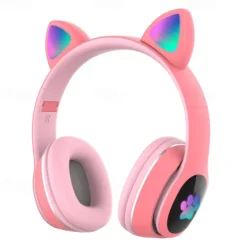 L400 LED Flash Cute Cat Ears Headphone With Microphone Bluetooth Earphone Over-Ear Wireless Music Gaming Player Over-Ear Wireless Headset