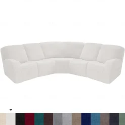 L Shape Sectional Recliner Sofa Covers Corner Sofa Velvet Stretch Recliner Covers Washable(5 Seater Corner Lounger include 4 Backrest Cover & Seat Cover,1 Coner Sofa Cover, 2 Armrest Cover)