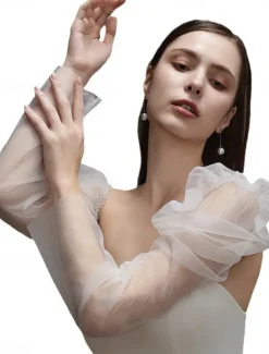 Lace Elbow Length Glove Elegant / Classic Style With Pure Color Wedding / Party Glove