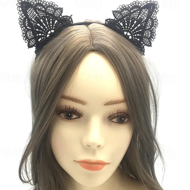 Lace Masquerade Mask for Women, Black Masquerade Mask for Women Cat Mask Cat Ear Headband with Heart Chokerl