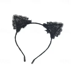 Lace Masquerade Mask for Women, Black Masquerade Mask for Women Cat Mask Cat Ear Headband with Heart Chokerl