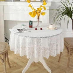 Lace Tablecloth White Table Cover Cloths for Side Table,Coffe Table,Kitchen Dining, Party, Holiday, Buffet