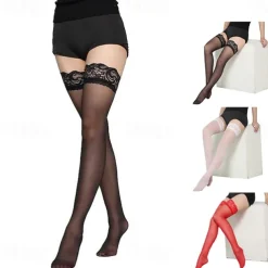 Lace temptation stockings / ultra-thin / trim leg / long tube high thigh stockings / color / transparent / cute / sexy / knee-high female socks