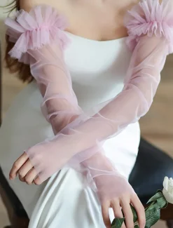 Lace Wrist Length Glove Elegant / Classic Style With Pure Color Wedding / Party Glove