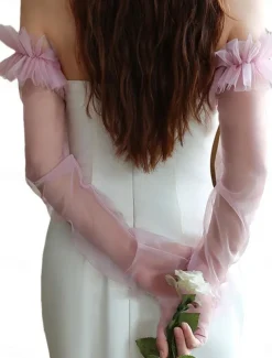 Lace Wrist Length Glove Elegant / Classic Style With Pure Color Wedding / Party Glove