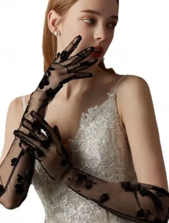 Lace Wrist Length Glove Elegant / Classic Style With Pure Color Wedding / Party Glove