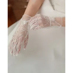 Lace Wrist Length Glove Lace With Faux Pearl / Appliques Wedding / Party Glove