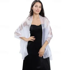 Ladiery Silky Shawls and Wraps for Evening Dresses Women Sheer Soft Bridesmaid Wedding Formal Party Organza Shawl