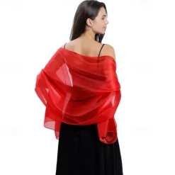 Ladiery Silky Shawls and Wraps for Evening Dresses Women Sheer Soft Bridesmaid Wedding Formal Party Organza Shawl
