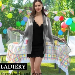 Ladiery Silky Shawls and Wraps for Evening Dresses Women Sheer Soft Bridesmaid Wedding Formal Party Organza Shawl