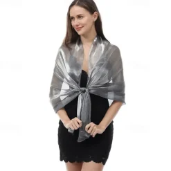 Ladiery Silky Shawls and Wraps for Evening Dresses Women Sheer Soft Bridesmaid Wedding Formal Party Organza Shawl