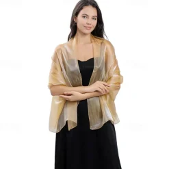 Ladiery Silky Shawls and Wraps for Evening Dresses Women Sheer Soft Bridesmaid Wedding Formal Party Organza Shawl
