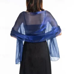 Ladiery Women Chiffon Shawls and Wraps for Evening Dresses, Elegant Soft Sheer Chiffon Stole Bride Wedding Scarf