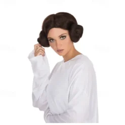 Ladies Leia Space Princess Fancy Dress Bun Wig Cosplay New Halloween Wigs