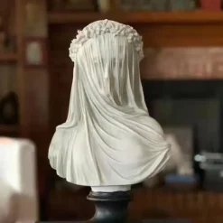 Lady Statue, Veiled Lady Bust Greek Goddess Statue Abstract Victorian Veiled Maiden Statue Statue Home Decor Aesthetic for Home Art Collection Ornament