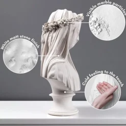 Lady Statue, Veiled Lady Bust Greek Goddess Statue Abstract Victorian Veiled Maiden Statue Statue Home Decor Aesthetic for Home Art Collection Ornament