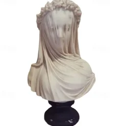 Lady Statue, Veiled Lady Bust Greek Goddess Statue Abstract Victorian Veiled Maiden Statue Statue Home Decor Aesthetic for Home Art Collection Ornament