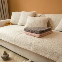 Lamb Velvet Sectional Couch Covers Sofa Slipcover Sofa Seat Cover Sectional Couch Covers,Furniture Protector Anti-Slip Couch Covers for Dogs Cats Kids(Sold by Piece/Not All Set)