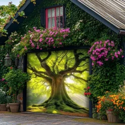 Landscape Door Decorations Garage Door Cover Outdoor Banner Large Backdrop for Holiday Outdoor Garage Door Home Wall Decorations Tree of Life