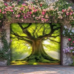 Landscape Door Decorations Garage Door Cover Outdoor Banner Large Backdrop for Holiday Outdoor Garage Door Home Wall Decorations Tree of Life