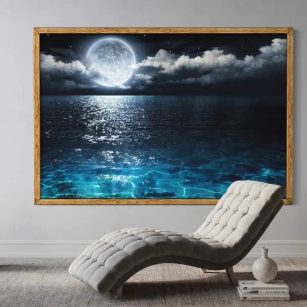 Landscape Prints Posters/Picture Black and White Moon Wall Art Wall Hanging Gift Home Decoration Rolled Canvas No Frame Unframed Unstretched Multiple Size