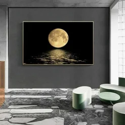 Landscape Prints Posters/Picture Black and White Moon Wall Art Wall Hanging Gift Home Decoration Rolled Canvas No Frame Unframed Unstretched Multiple Size