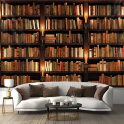 Landscape Vintage Bookshelf Hanging Tapestry Wall Art Large Tapestry Mural Decor Photograph Backdrop Blanket Curtain Home Bedroom Living Room Decoration