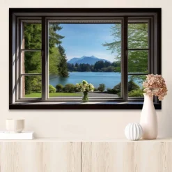 Landscape Wall Art Canvas False Window Spring Scenery Prints and Posters Pictures Decorative Fabric Painting For Living Room Pictures No Frame