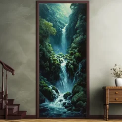 Landscape Waterfall Door Covers Door Tapestry Door Curtain Decoration Backdrop Door Banner for Front Door Farmhouse Holiday Party Decor Supplies