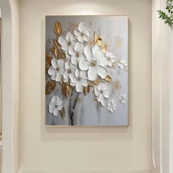 Large Abstract 3d Flower painting handmade Rose Flower Oil Painting on Canvas Wall Art Minimalist Floral Art Custom Painting Modern Living Room Decor Gift
