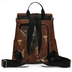 Large Capacity Black Cat Animal Print Multi-Carry Backpack - Durable and Spacious School Bag with Adjustable Straps, Available in Two Colors