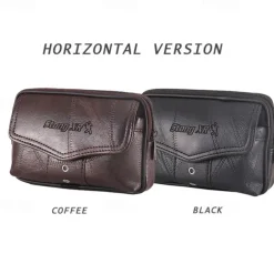 Large Capacity Men's Leather Bag Wear Belt Waist Bag Mobile Phone Bag Men's Coin Purse Cigarette Bag