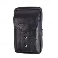 Large Capacity Men's Leather Bag Wear Belt Waist Bag Mobile Phone Bag Men's Coin Purse Cigarette Bag
