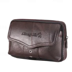 Large Capacity Men's Leather Bag Wear Belt Waist Bag Mobile Phone Bag Men's Coin Purse Cigarette Bag