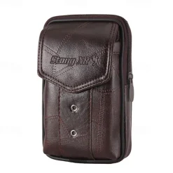 Large Capacity Men's Leather Bag Wear Belt Waist Bag Mobile Phone Bag Men's Coin Purse Cigarette Bag