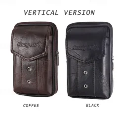 Large Capacity Men's Leather Bag Wear Belt Waist Bag Mobile Phone Bag Men's Coin Purse Cigarette Bag