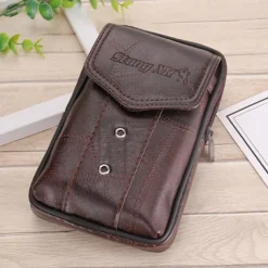 Large Capacity Men's Leather Bag Wear Belt Waist Bag Mobile Phone Bag Men's Coin Purse Cigarette Bag