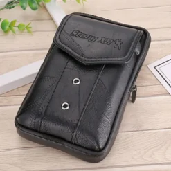 Large Capacity Men's Leather Bag Wear Belt Waist Bag Mobile Phone Bag Men's Coin Purse Cigarette Bag