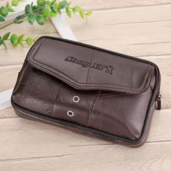 Large Capacity Men's Leather Bag Wear Belt Waist Bag Mobile Phone Bag Men's Coin Purse Cigarette Bag
