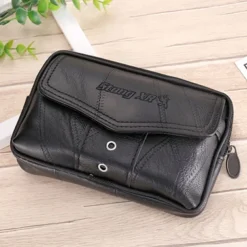 Large Capacity Men's Leather Bag Wear Belt Waist Bag Mobile Phone Bag Men's Coin Purse Cigarette Bag