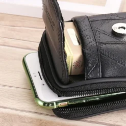 Large Capacity Men's Leather Bag Wear Belt Waist Bag Mobile Phone Bag Men's Coin Purse Cigarette Bag
