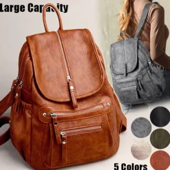 Large Capacity PU Leather Backpack for School and Travel - Stylish and Durable, Perfect for Students, Back to School