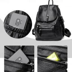 Large Capacity PU Leather Backpack for School and Travel - Stylish and Durable, Perfect for Students, Back to School