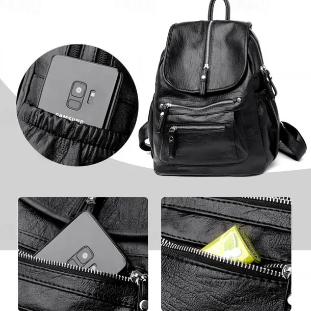 Large Capacity PU Leather Backpack for School and Travel - Stylish and Durable, Perfect for Students, Back to School