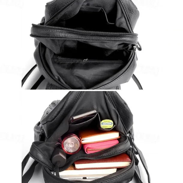 Large Capacity PU Leather Backpack for School and Travel - Stylish and Durable, Perfect for Students, Back to School