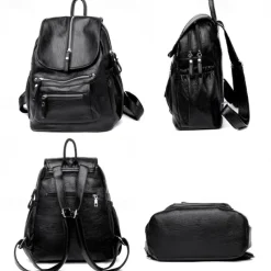 Large Capacity PU Leather Backpack for School and Travel - Stylish and Durable, Perfect for Students, Back to School