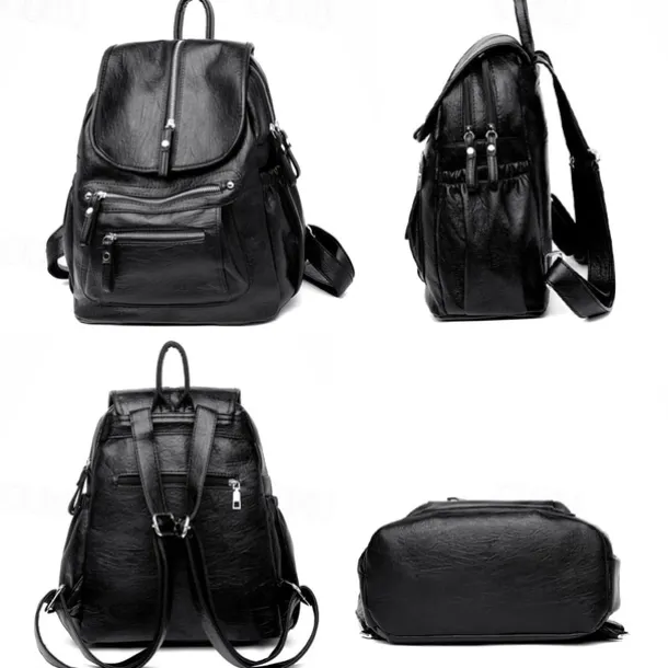 Large Capacity PU Leather Backpack for School and Travel - Stylish and Durable, Perfect for Students, Back to School