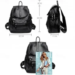 Large Capacity PU Leather Backpack for School and Travel - Stylish and Durable, Perfect for Students, Back to School