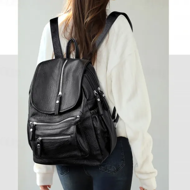 Large Capacity PU Leather Backpack for School and Travel - Stylish and Durable, Perfect for Students, Back to School